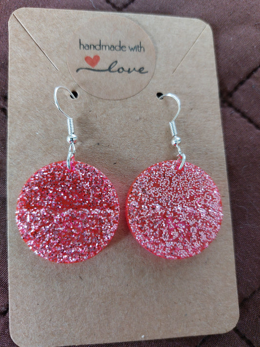Pink Round Earrings