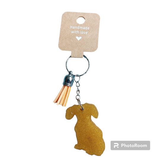 Dog Keyring With Orange Tassel