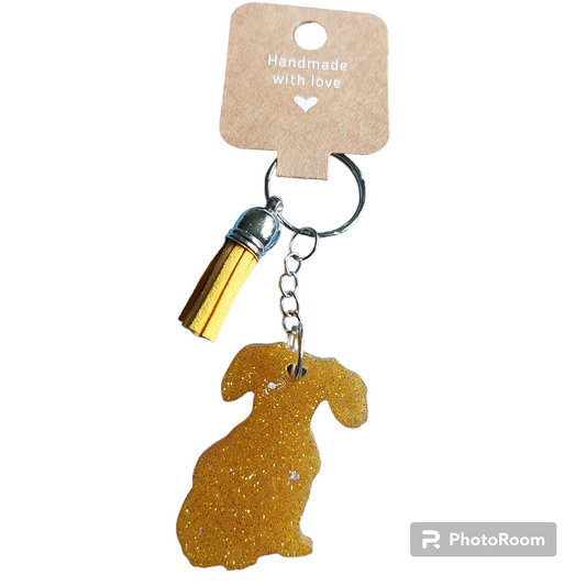 Dog Keyring With Yellow Tassel